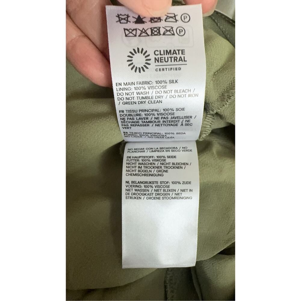 reformation anaiis silk dress tarragon US8 NWT - Picture 8 of 9